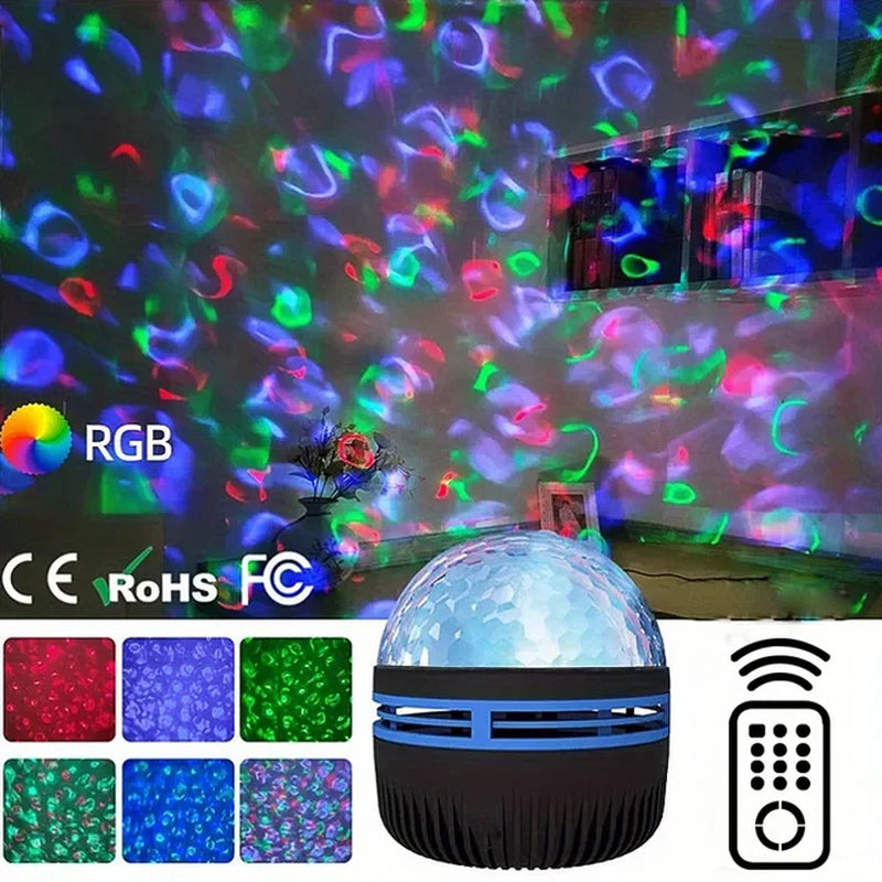 Northern Galaxy Light LED Water Pattern Starry Sky Light Remote Control Aurora Projection Light USB Plug-In Magic Ball Stage KTV