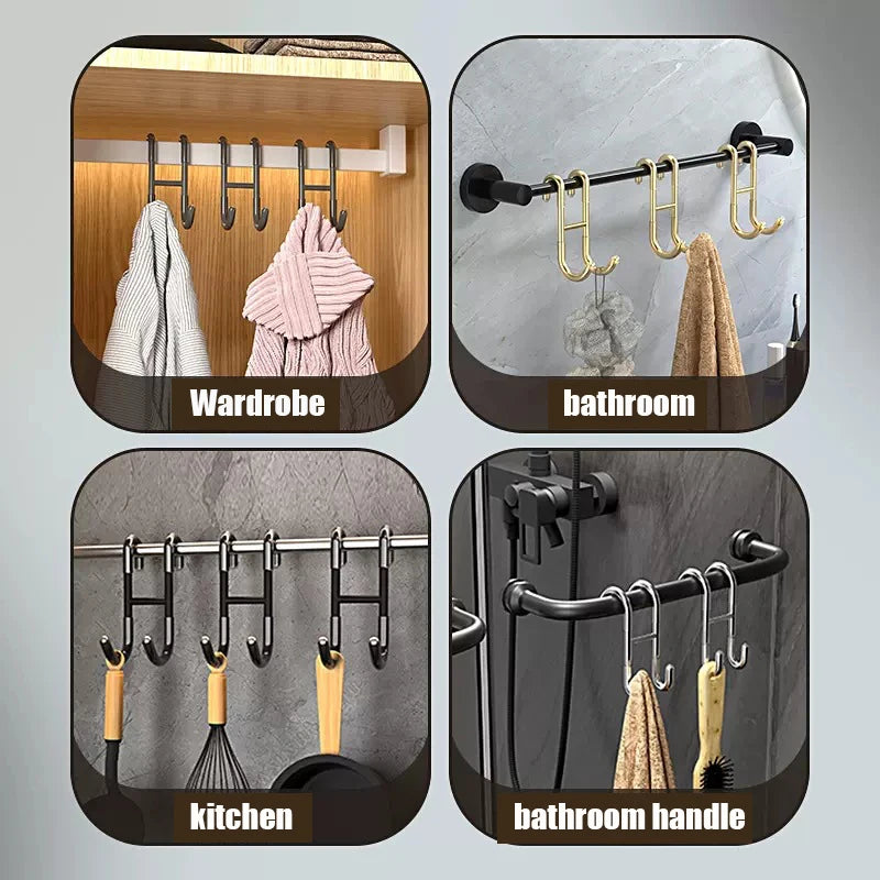 Stainless Steel over Glass Door Shower Door Back Shower Towel Rack S-Shape Bathroom Bathrobe Hanger Holder Hooks